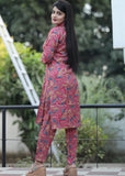 Pink Flower Motifs Printed Rayon Cord set