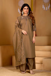 Stylish Anarkali Kurti Set with Plazo & Dupatta