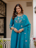Elegant Straight Kurti Pant Dupatta Set