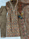 Elegant Straight Kurti Pant Dupatta Set