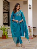 Elegant Straight Kurti Pant Dupatta Set