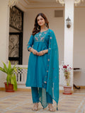 Elegant Straight Kurti Pant Dupatta Set