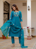 Elegant Straight Kurti Pant Dupatta Set