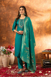 Elegant Straight Kurti Pant Dupatta Set