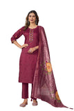 Elegant Straight Kurti Pant Dupatta Set