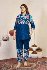 Elegant Festive Cotton Co-Ord Set with Handwork Detailing