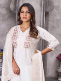 Elegant Zarna Silk Kurti Pant Dupatta Set with Handwork