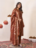 Elegant Zarna Silk Kurti Pant Dupatta Set with Handwork