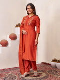 Elegant Zarna Silk Kurti Pant Dupatta Set with Handwork