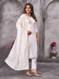 Elegant Zarna Silk Kurti Pant Dupatta Set with Handwork