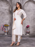 Elegant Zarna Silk Kurti Pant Dupatta Set with Handwork