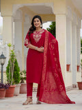 Elegant Roman Silk Kurti Pant Dupatta Set