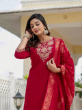 Elegant Roman Silk Kurti Pant Dupatta Set