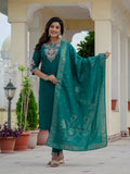 Elegant Roman Silk Kurti Pant Dupatta Set