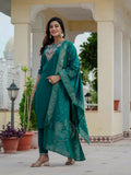 Elegant Roman Silk Kurti Pant Dupatta Set