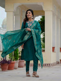 Elegant Roman Silk Kurti Pant Dupatta Set