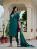Elegant Roman Silk Kurti Pant Dupatta Set