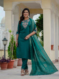 Elegant Roman Silk Kurti Pant Dupatta Set