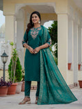 Elegant Roman Silk Kurti Pant Dupatta Set