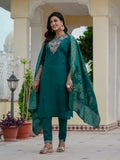Elegant Roman Silk Kurti Pant Dupatta Set