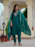 Elegant Roman Silk Kurti Pant Dupatta Set