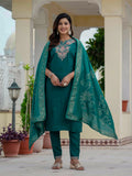 Elegant Roman Silk Kurti Pant Dupatta Set