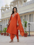 Elegant Roman Silk Kurti Pant Dupatta Set