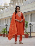 Elegant Roman Silk Kurti Pant Dupatta Set