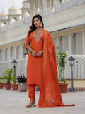 Elegant Roman Silk Kurti Pant Dupatta Set
