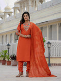 Elegant Roman Silk Kurti Pant Dupatta Set