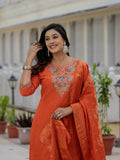 Elegant Roman Silk Kurti Pant Dupatta Set