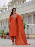 Elegant Roman Silk Kurti Pant Dupatta Set