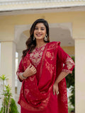 Elegant Roman Silk Kurti Pant Dupatta Set