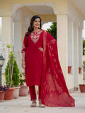 Elegant Roman Silk Kurti Pant Dupatta Set