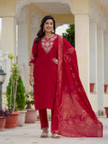 Elegant Roman Silk Kurti Pant Dupatta Set