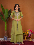 Stylish Anarkali Kurti Set with Plazo & Dupatta
