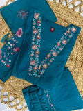 Elegant Straight Kurti Pant With Chanderi Silk Dupatta Set