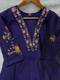 Elegant Straight Kurti Pant With Chanderi Silk Dupatta Set