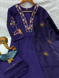 Elegant Straight Kurti Pant With Chanderi Silk Dupatta Set