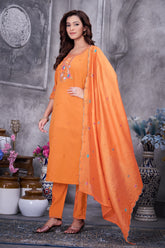 Elegant Straight Kurti Pant Dupatta Set