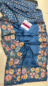 Tussar silk saree with floral digital print