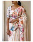 Tussar silk saree with floral digital print