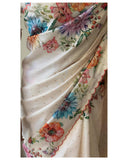 Tussar silk saree with floral digital print