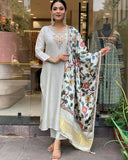 Women Embroidered Chanderi SILK kurta set