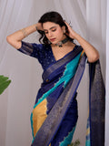 Soft Lichi Silk Saree with elegant Patola-inspired diagonal patterns