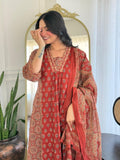 Printed Cotton Anarkali Kurta Set