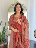 Printed Cotton Anarkali Kurta Set