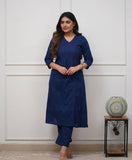 Premium Cotton Chikankari Angrakha Kurti Pant Set For Women