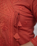 Premium Cotton Chikankari Angrakha Kurti Pant Set For Women