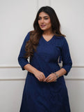 Premium Cotton Chikankari Angrakha Kurti Pant Set For Women